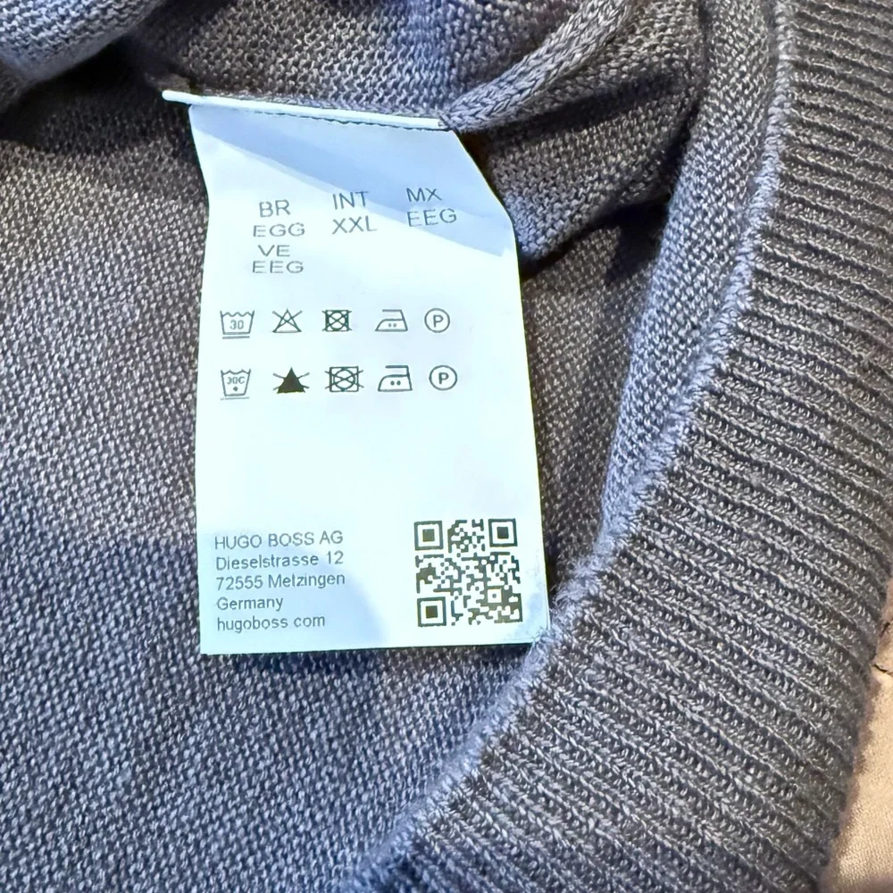Hugo Boss Men’s Knit Sweater Linen Short Sleeve Grey Collar XXL